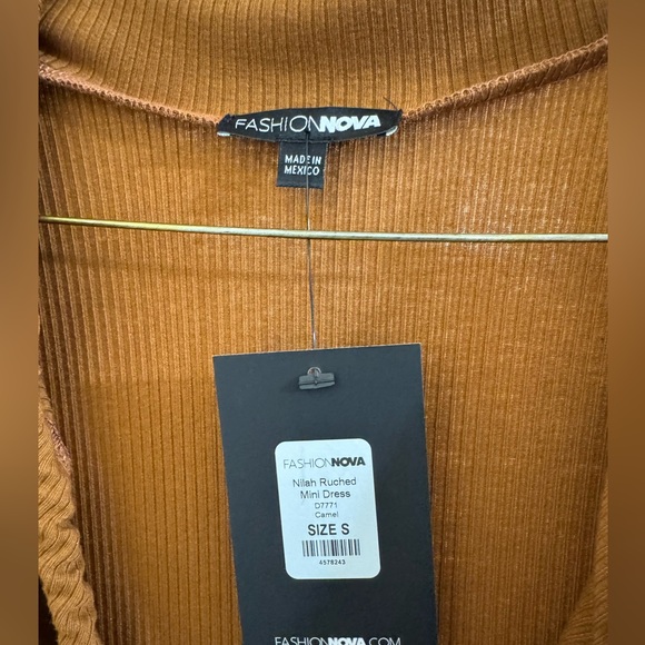 NWT Fashion Nova Elegant Brown Ruched Dress - Picture 2 of 5